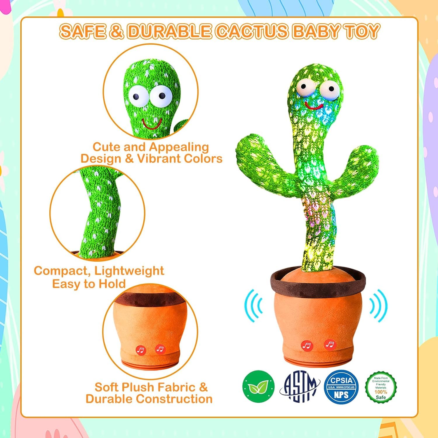 Maha traders|Talking Cactus Baby Toys for Kids Dancing Cactus Toys Can Sing Wriggle & Singing Recording Repeat What You Say Funny Education Toys for Children Playing Home Decor for Kids