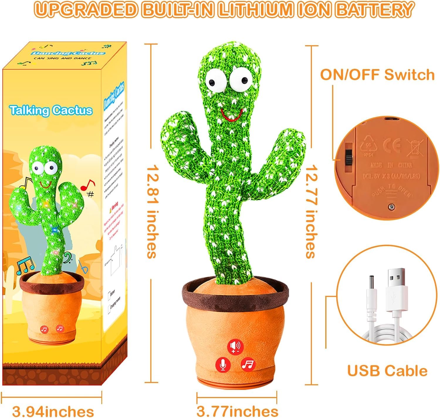 Maha traders|Talking Cactus Baby Toys for Kids Dancing Cactus Toys Can Sing Wriggle & Singing Recording Repeat What You Say Funny Education Toys for Children Playing Home Decor for Kids